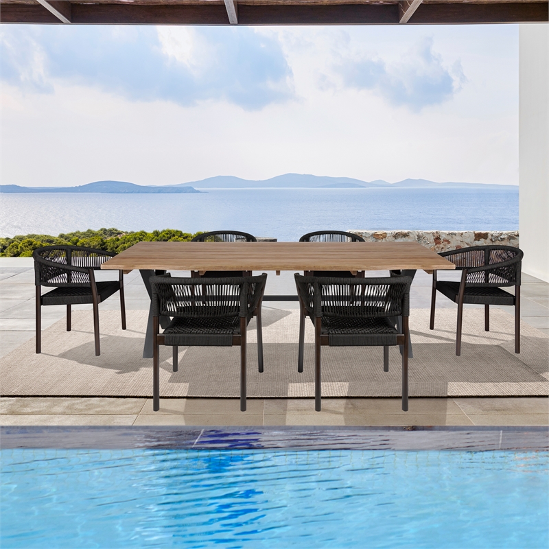 Vivid Outdoor Chaise Lounge Chair in Gray Eucalyptus Wood with Gray Cushions