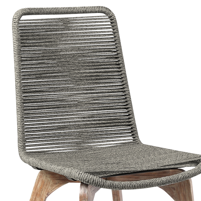 Armen Living Vivid Outdoor Chaise Lounge in Light Eucalyptus Wood /Taupe Cushion