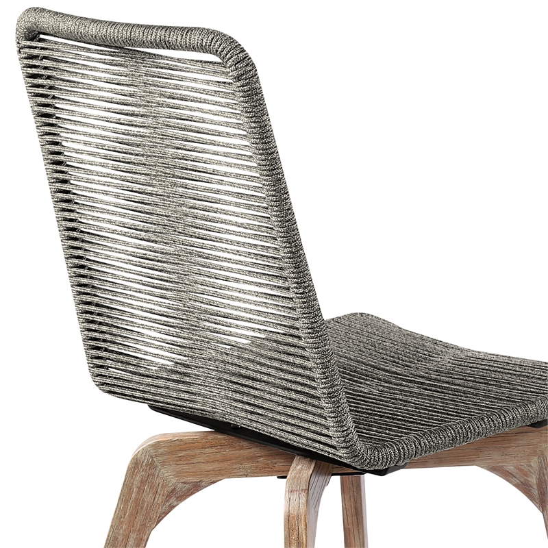 Armen Living Vivid Outdoor Chaise Lounge in Light Eucalyptus Wood /Taupe Cushion