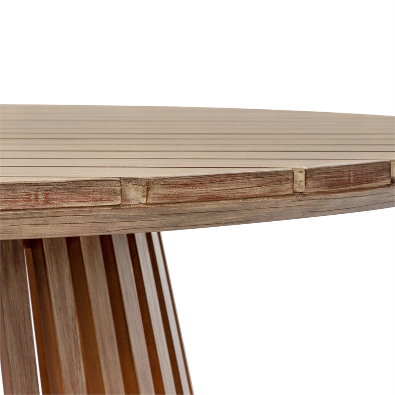 Armen Living Vivid Outdoor Chaise Lounge in Light Eucalyptus Wood /Taupe Cushion