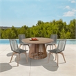 Armen Living Vivid Outdoor Chaise Lounge in Light Eucalyptus Wood /Taupe Cushion