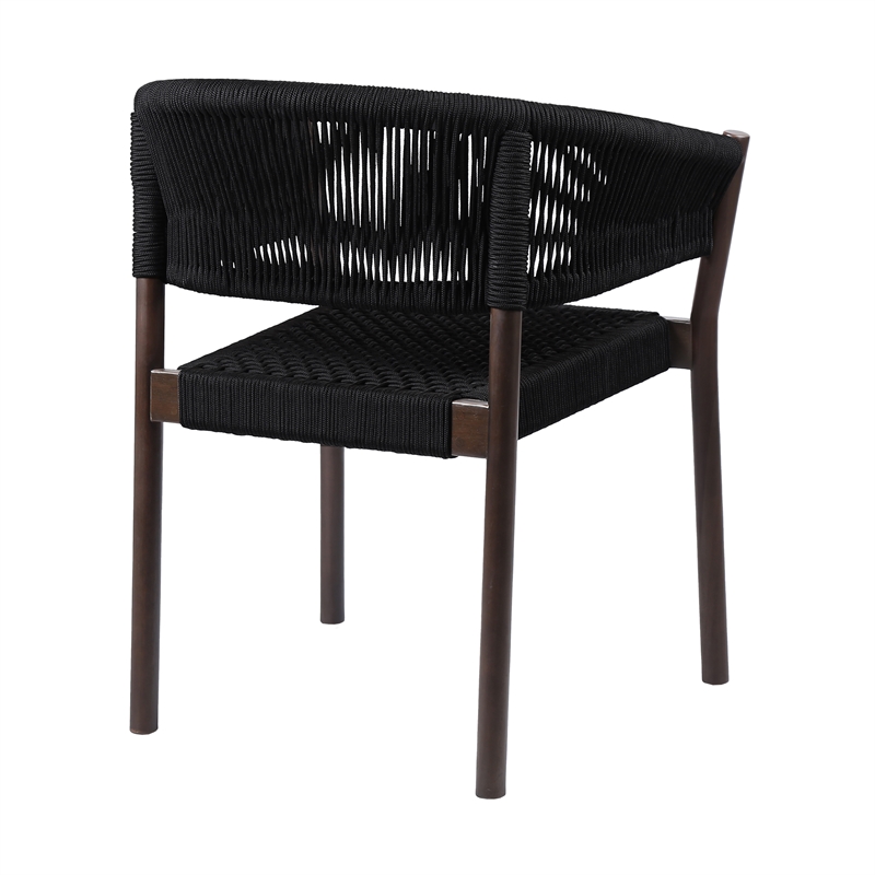 Glendora Doris Outdoor 5 Piece Live Edge Dining Set in Eucalyptus and Black Rope