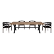 Glendora Doris Outdoor 5 Piece Live Edge Dining Set in Eucalyptus and Black Rope