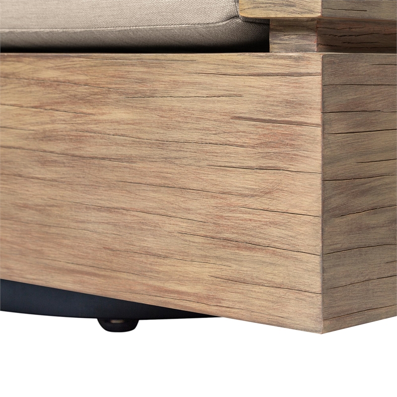 Vivid Swivel Outdoor Patio Chair in Light Eucalyptus Wood with Taupe Cushions