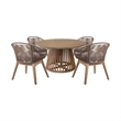 Escondido Tutti Frutti Outdoor 5 Piece Dining in Eucalyptus Rope and Cushions