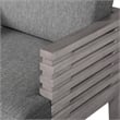 Vivid Outdoor 7 Piece Dining Set in Gray Eucalyptus Wood with Gray Cushions