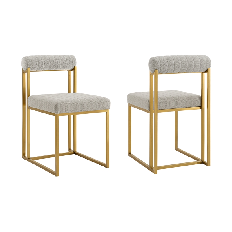 Anastasia Dining Chair with Taupe Fabric - Set of 2