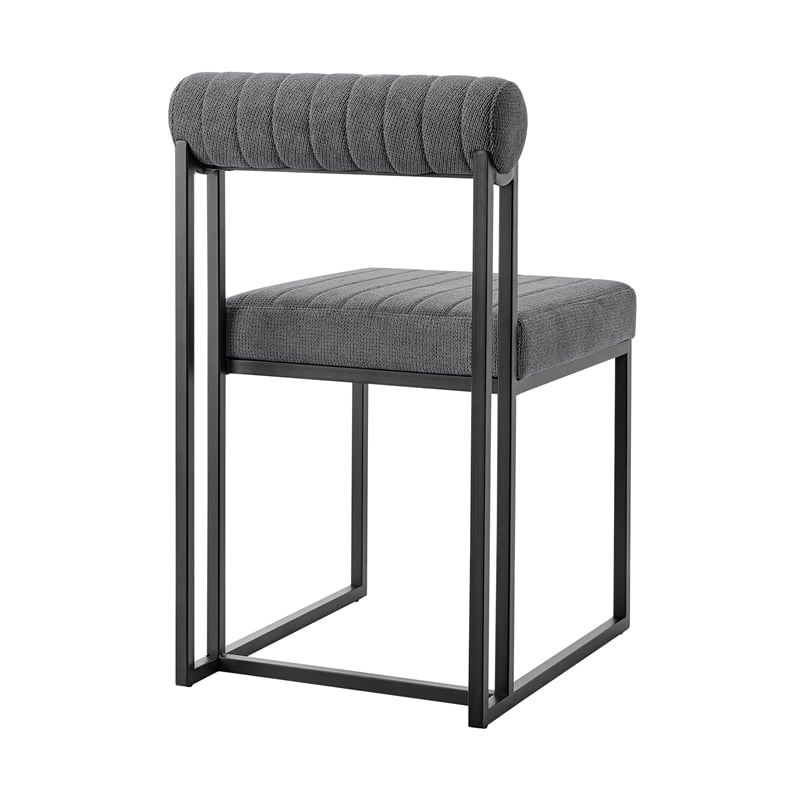 Anastasia Dining Chair with Matte Black Iron and Anchor Gray Fabric - Set of 2