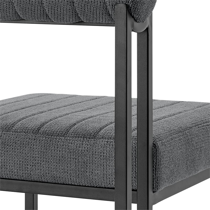 Anastasia Dining Chair with Matte Black Iron and Anchor Gray Fabric - Set of 2