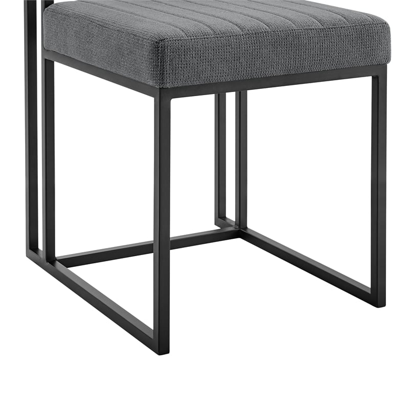 Anastasia Dining Chair with Matte Black Iron and Anchor Gray Fabric - Set of 2