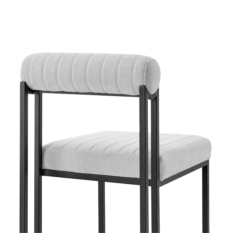 Anastasia Dining Chair with Matte Black Iron and Light Gray Fabric - Set of 2