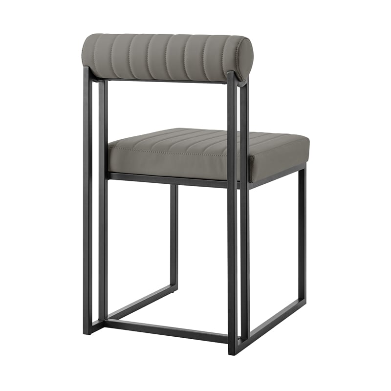 Anastasia Dining Chair with Light Gray Faux Leather - Set of 2