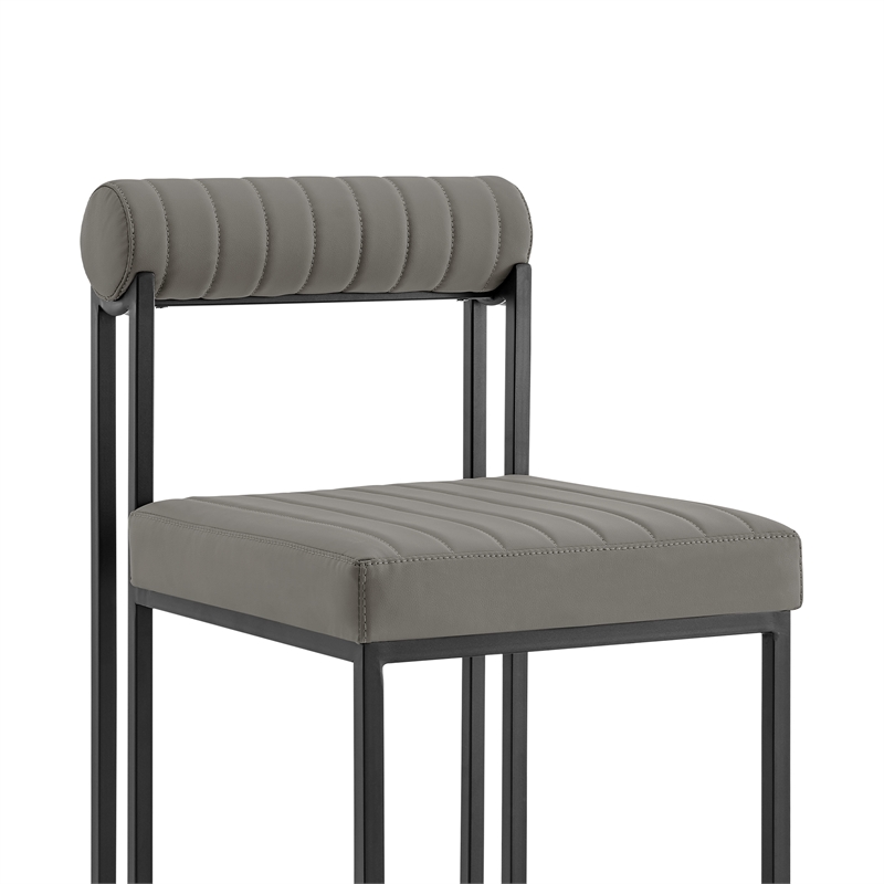 Anastasia Dining Chair with Light Gray Faux Leather - Set of 2