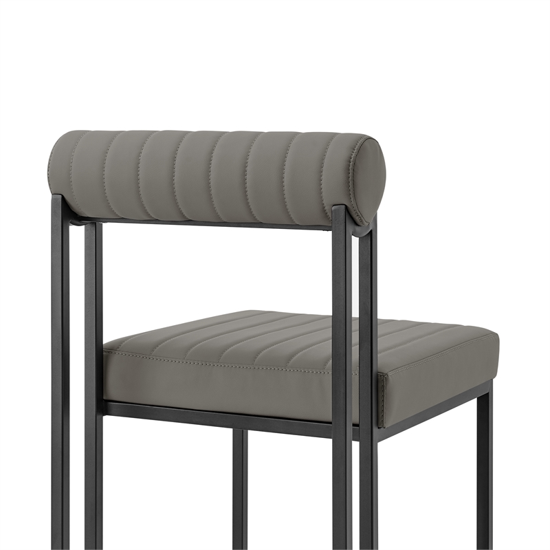 Anastasia Dining Chair with Light Gray Faux Leather - Set of 2