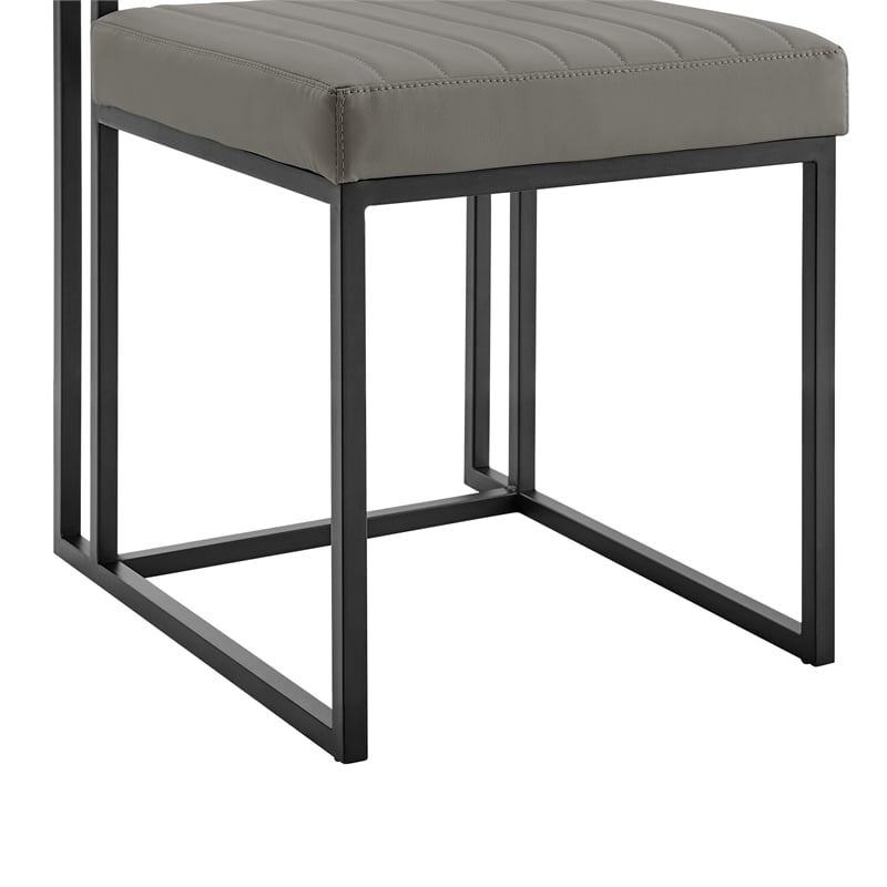 Anastasia Dining Chair with Light Gray Faux Leather - Set of 2