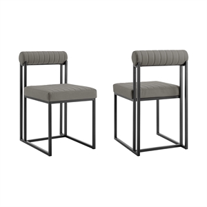 Anastasia Dining Chair with Light Gray Faux Leather - Set of 2