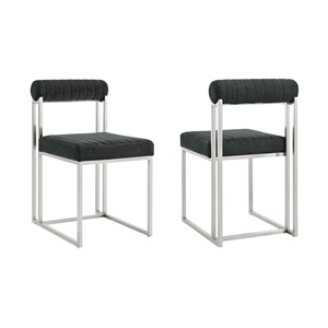 Anastasia Dining Chair with Charcoal Fabric - Set of 2