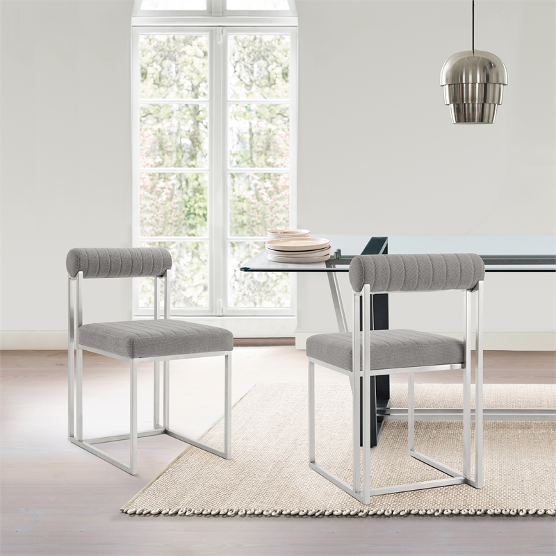 Anastasia Dining Chair with Light Gray Fabric - Set of 2