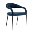 Morgan Upholstered Dining Chair with Matte Black Iron and Blue Fabric - Set of 2