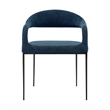 Morgan Upholstered Dining Chair with Matte Black Iron and Blue Fabric - Set of 2