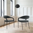 Morgan Dining Chair with Matte Black Iron and Charcoal Fabric - Set of 2