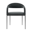 Morgan Dining Chair with Matte Black Iron and Charcoal Fabric - Set of 2