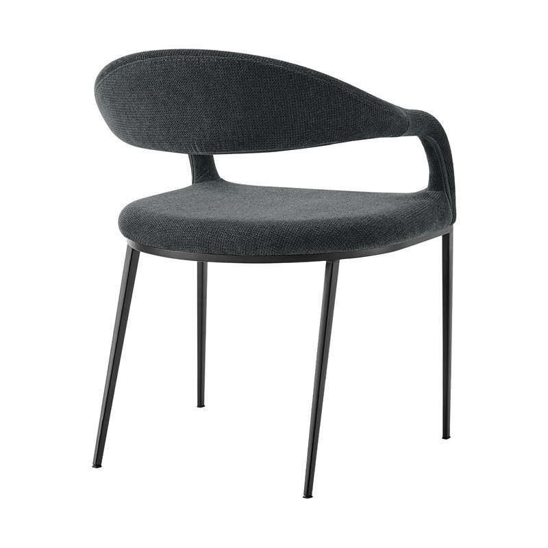 Morgan Dining Chair with Matte Black Iron and Charcoal Fabric - Set of 2