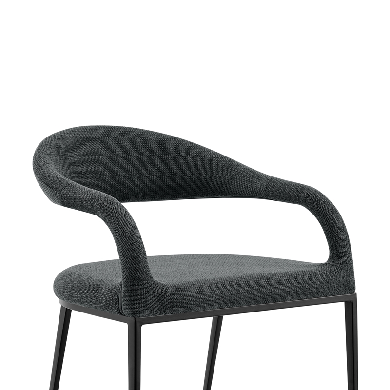 Morgan Dining Chair with Matte Black Iron and Charcoal Fabric - Set of 2