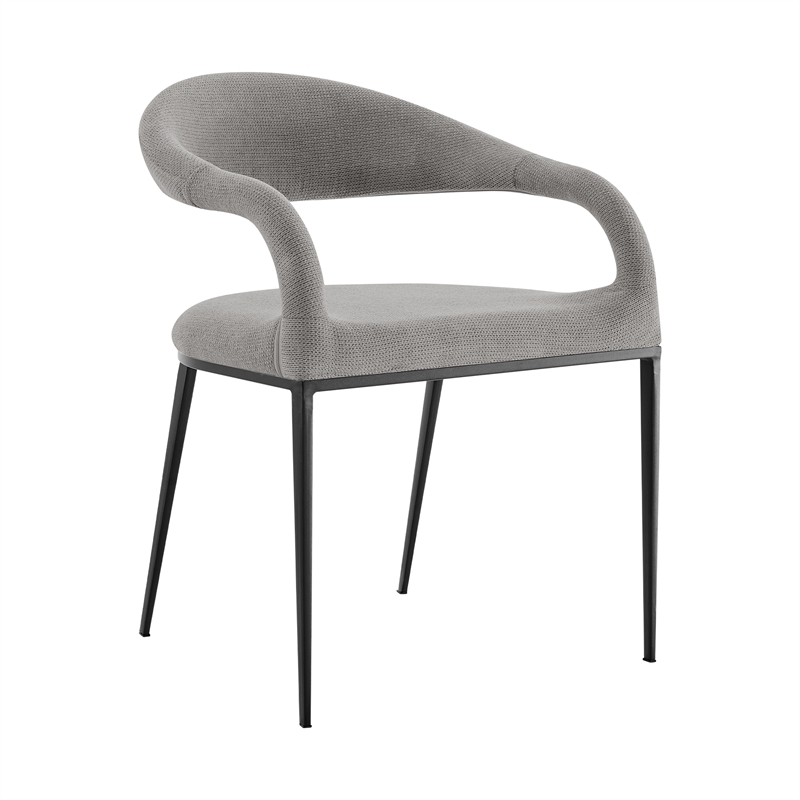 Morgan Dining Chair with Matte Black Iron and Light Gray Fabric - Set of 2