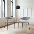 Morgan Dining Chair with Matte Black Iron and Light Gray Fabric - Set of 2