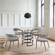 Morgan Dining Chair with Matte Black Iron and Light Gray Fabric - Set of 2