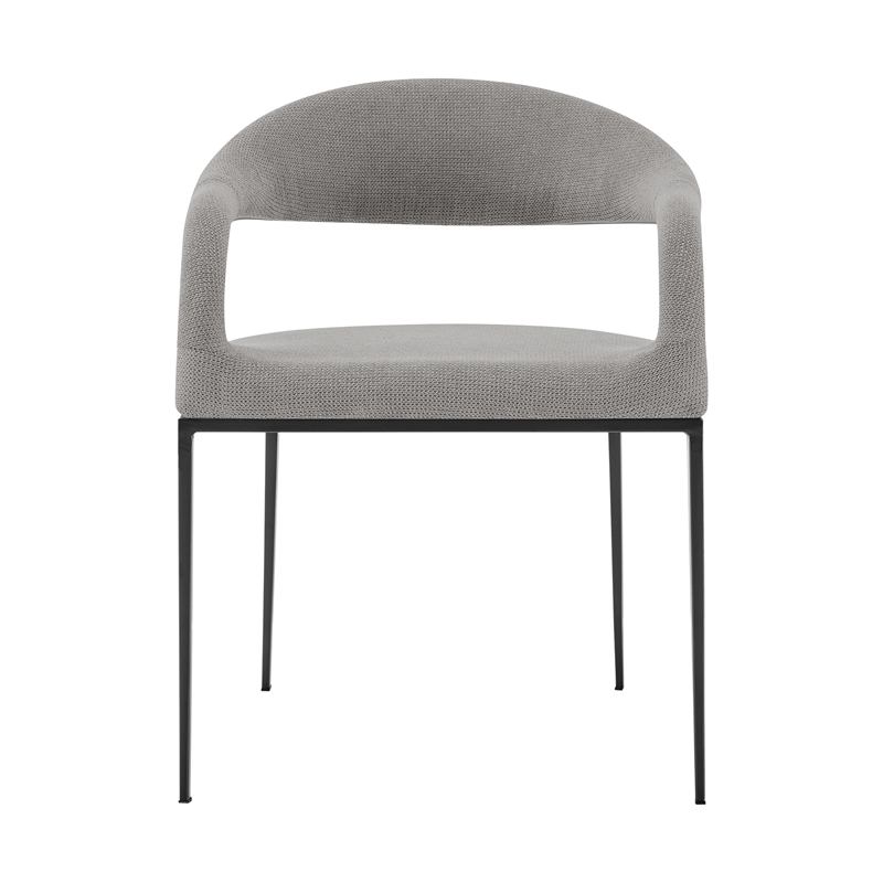 Morgan Dining Chair with Matte Black Iron and Light Gray Fabric - Set of 2