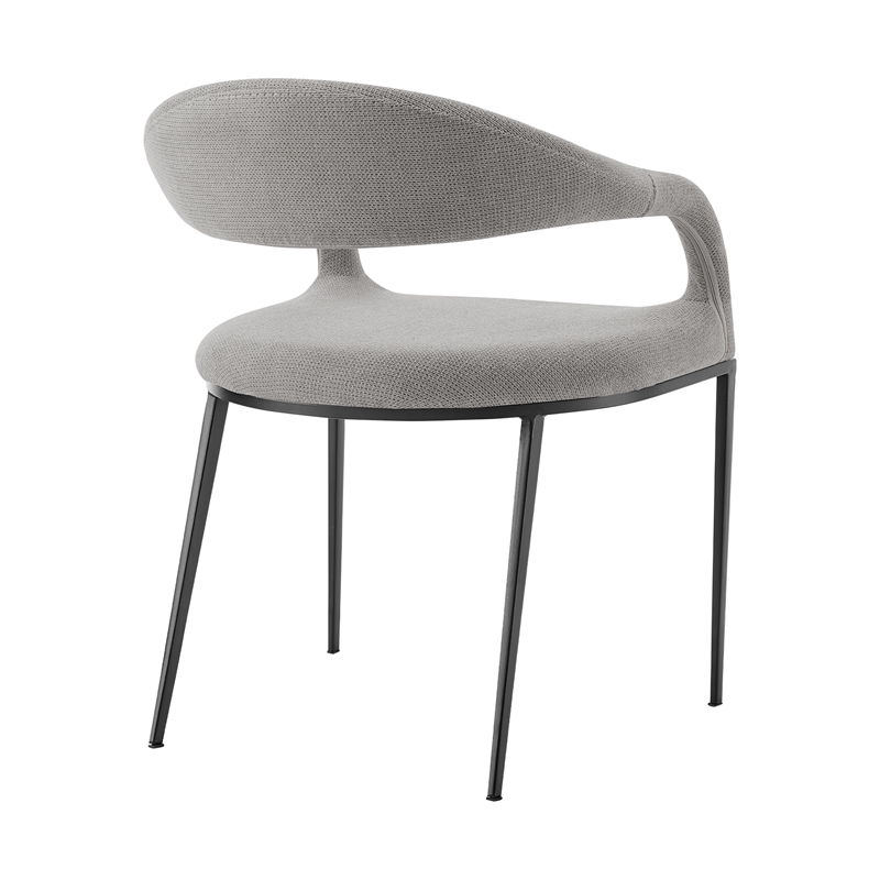 Morgan Dining Chair with Matte Black Iron and Light Gray Fabric - Set of 2