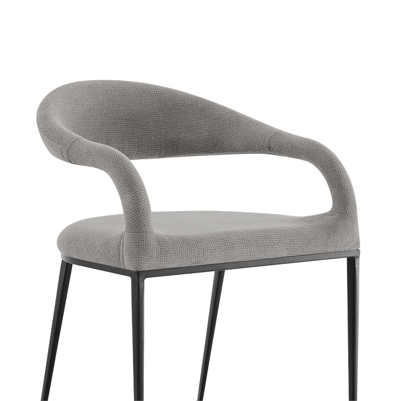 Morgan Dining Chair with Matte Black Iron and Light Gray Fabric - Set of 2