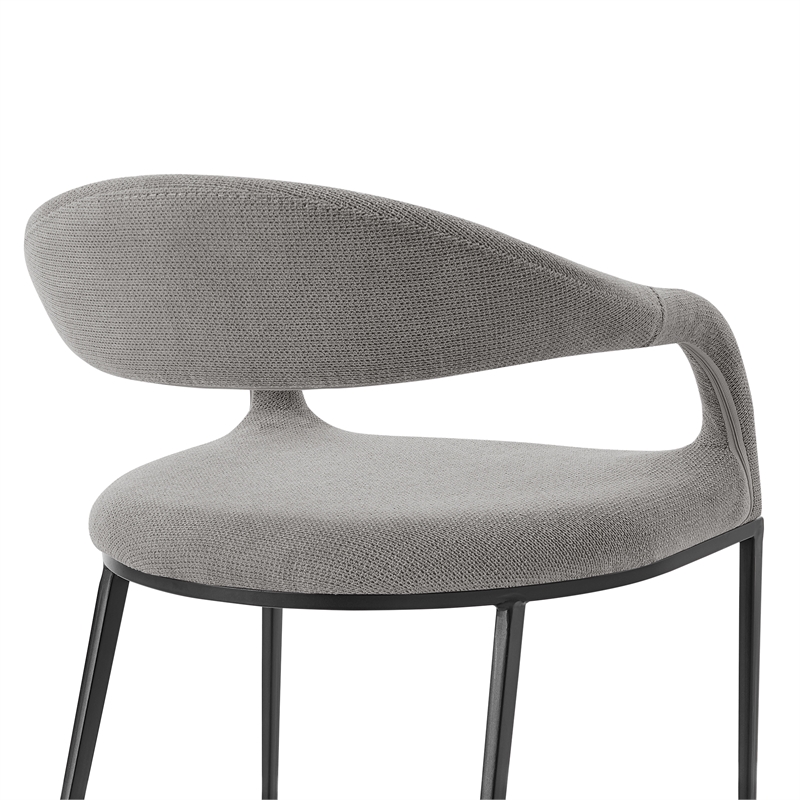 Morgan Dining Chair with Matte Black Iron and Light Gray Fabric - Set of 2