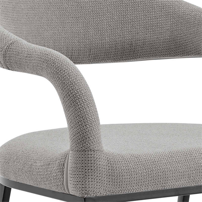 Morgan Dining Chair with Matte Black Iron and Light Gray Fabric - Set of 2