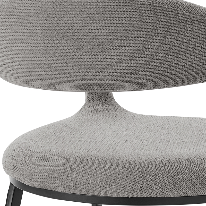 Morgan Dining Chair with Matte Black Iron and Light Gray Fabric - Set of 2
