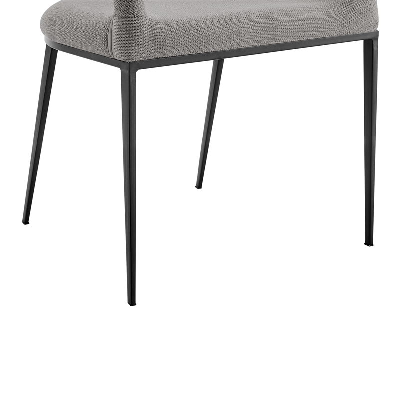 Morgan Dining Chair with Matte Black Iron and Light Gray Fabric - Set of 2