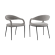 Morgan Dining Chair with Matte Black Iron and Light Gray Fabric - Set of 2