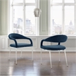 Morgan Dining Chair with Brushed Stainless Steel and Blue Fabric - Set of 2