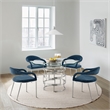 Morgan Dining Chair with Brushed Stainless Steel and Blue Fabric - Set of 2