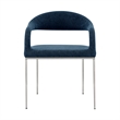 Morgan Dining Chair with Brushed Stainless Steel and Blue Fabric - Set of 2