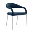 Morgan Dining Chair with Brushed Stainless Steel and Blue Fabric - Set of 2