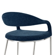 Morgan Dining Chair with Brushed Stainless Steel and Blue Fabric - Set of 2