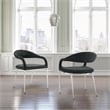 Morgan Dining Chair with Brushed Stainless Steel and Charcoal Fabric - Set of 2