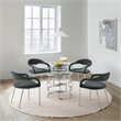 Morgan Dining Chair with Brushed Stainless Steel and Charcoal Fabric - Set of 2