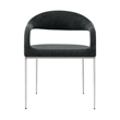 Morgan Dining Chair with Brushed Stainless Steel and Charcoal Fabric - Set of 2