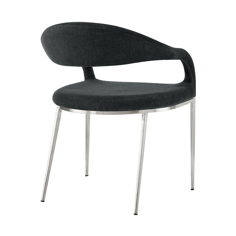 Morgan Dining Chair with Brushed Stainless Steel and Charcoal Fabric - Set of 2