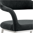 Morgan Dining Chair with Brushed Stainless Steel and Charcoal Fabric - Set of 2