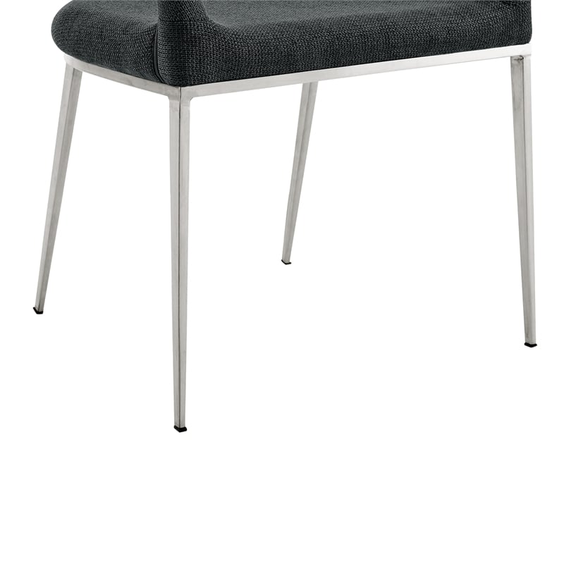 Morgan Dining Chair with Brushed Stainless Steel and Charcoal Fabric - Set of 2